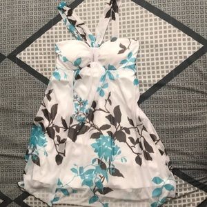 Beautiful brown, teal and white summer dress
